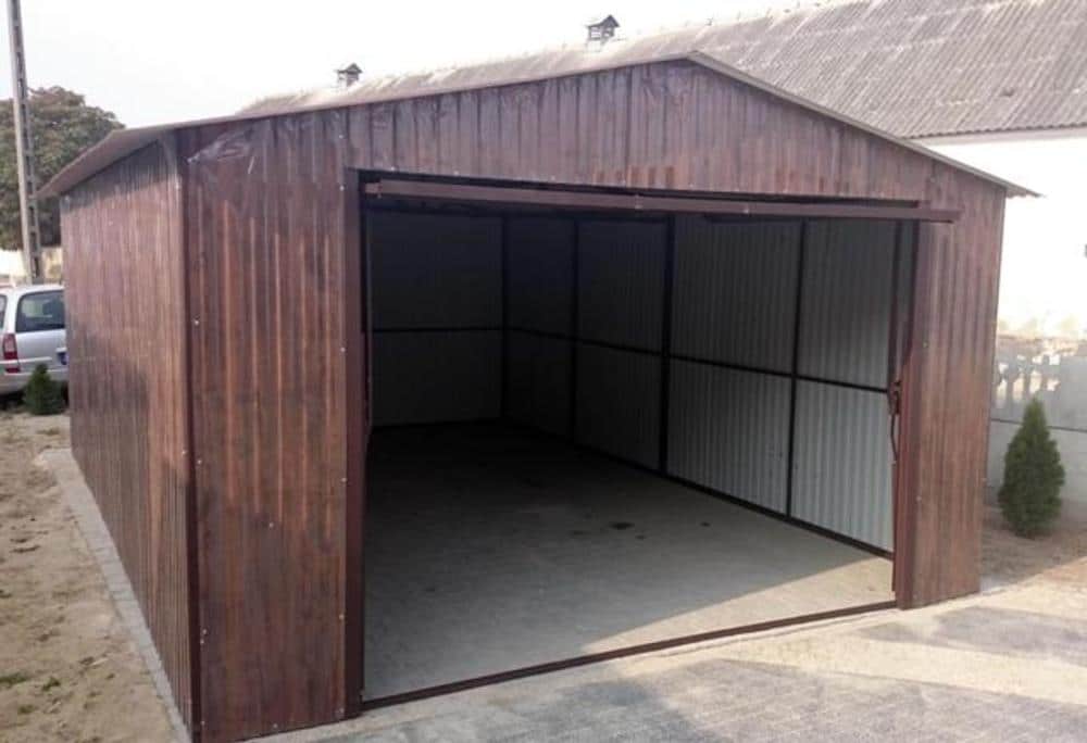 Plechová montovaná garáž 4×6 m - Ořech