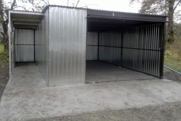Plechová garáž 4x5 m - stříbrná