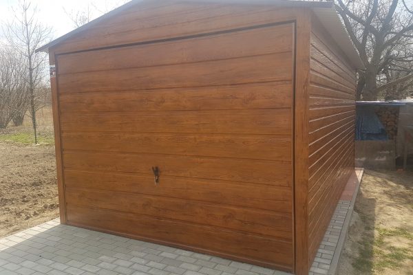 Plechová garáž 3x5m - zlatý dub/ výklopná vrata